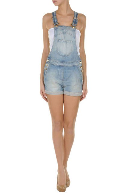 denim กางเกงขาสั้น overalls