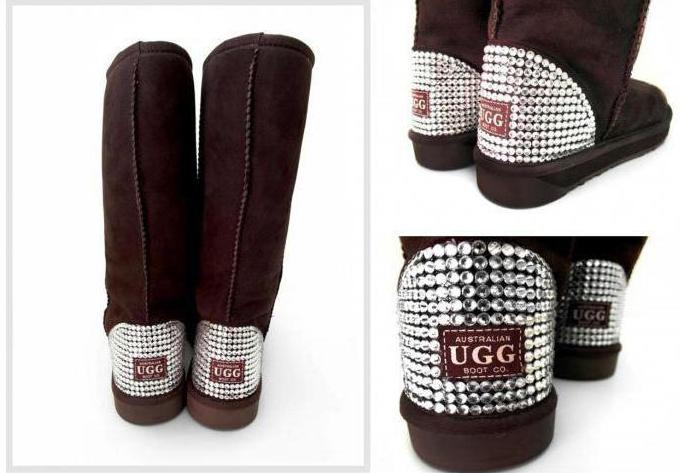 Uggs with rhinestones - รองเท้าที่ทันสมัยและสะดวกสบายสำหรับทุกวัน